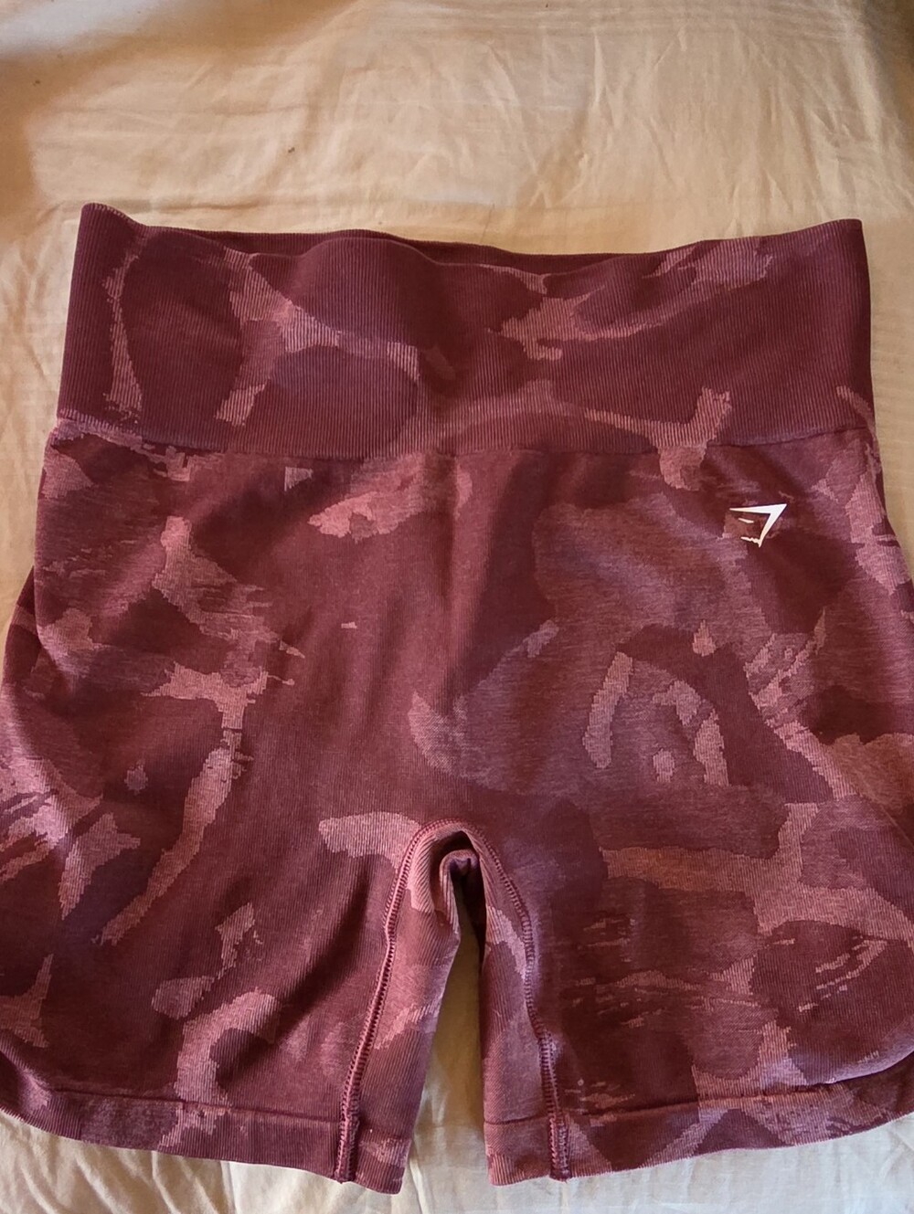 NWOT- Gymshark Women’s High-Waist Shorts - Burgundy Camo